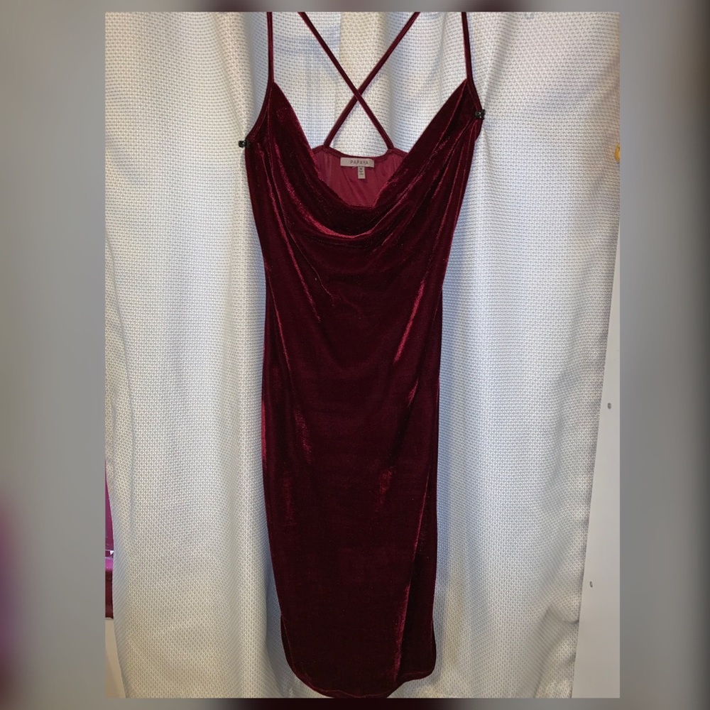 Midi Burgundy Velvet Dress